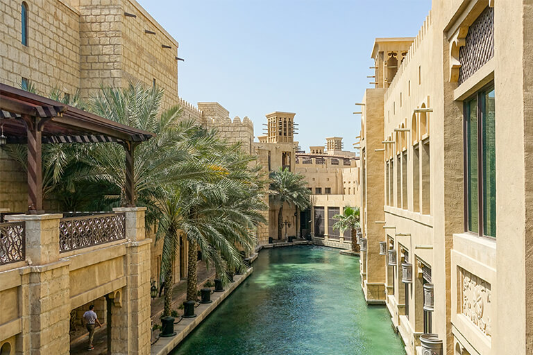 A Middle Eastern building with a desert-like appeal.