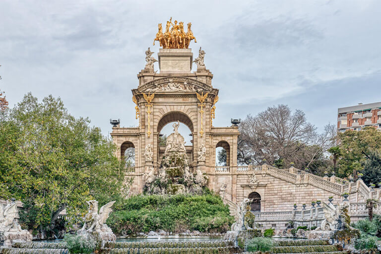 A water fountain in Barcelona, Spain.